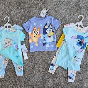 Toddler Girl sz 2T Bluey Tee Shirt and Two pajama set Bundle, NWT